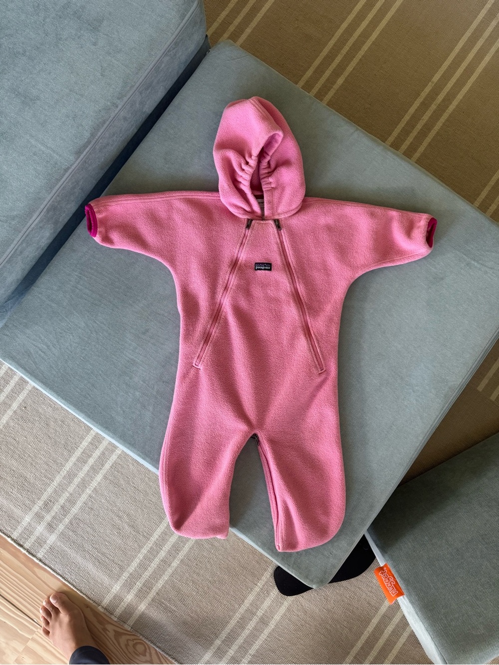 Patagonia Pink Hooded Kids Fleece One-Piece Romper